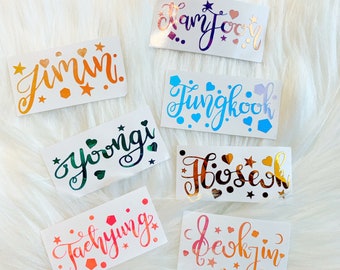 BTS Vinyl Aufkleber für ARMY BOMB Ver.3 - Konzert Licht Stick Aufkleber - Kalligraphie Bangtan Boys Namensschilder - Handlettered Kpop Laptop Aufkleber