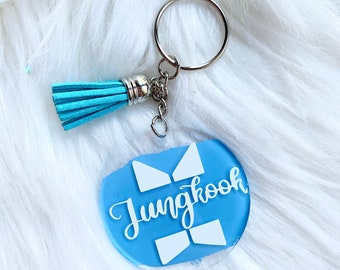 Personalized Round Acrylic Keychain with Name | Round Keychain | Painted Keyring | Small gift | Custom Acrylic Keyring | Handletter name