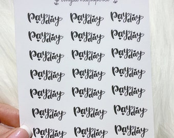 Calligraphy "Payday" Stickers | Handletter Functional Planner Stickers for  Hobonichi Cousin | Week - Stickers for Bullet JournalC
