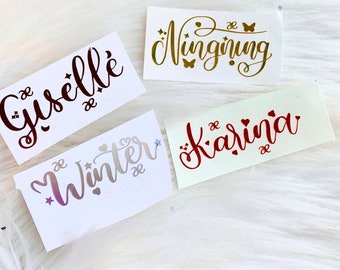 Aespa Name TagHolographic Kpop Name Tag | Vinyl Stickers - decal concert light stick- Kpop Calligraphy names Holographic Laptop decals