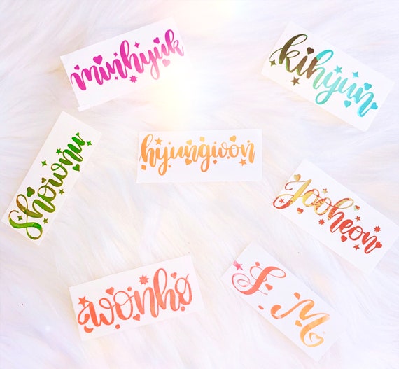 Monsta X Vinyl Stickers Decals - Kpop Calligraphy Name Tags