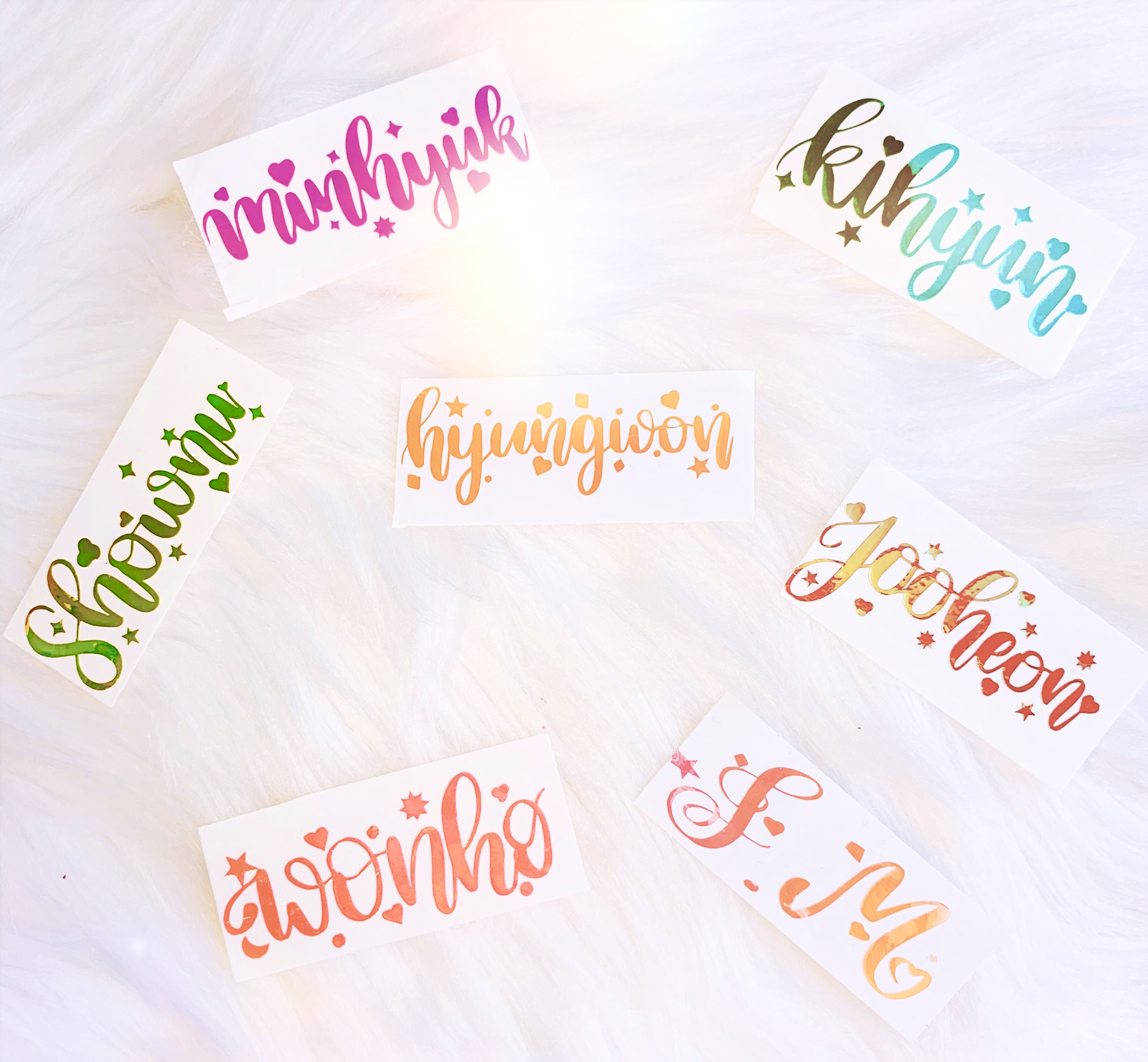 monsta x vinyl stickers decals kpop calligraphy name tags etsy