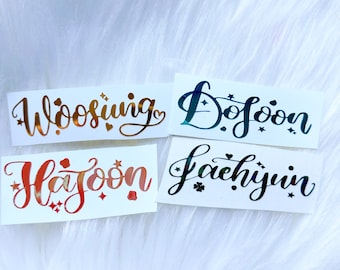 The Rose Korean Name Tag| Holographic Vinyl Stickers | decal concert light stick- Kpop Laptop decals Active