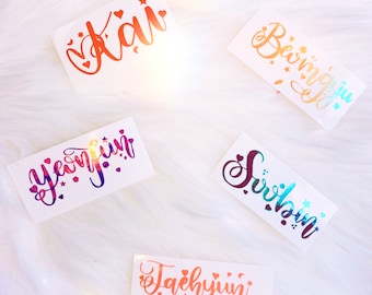 TXT Vinyl Stickers concert light stick- Decal Calligraphy Kpop name tags - Holographic Kpop Laptop decals