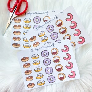 Donut Sticker Planner Stickers - Dessert Stickers for Journal - Food Stickers for Bullet Journal- Aesthetic stickers- Doodle Art Sticker