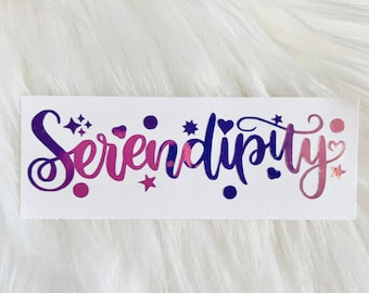Handlettered Serendipity Holographic Vinyl Sticker - Calligraphy Kpop Laptop decals - BTS Army Bomb - BTS Jimin Solo Song