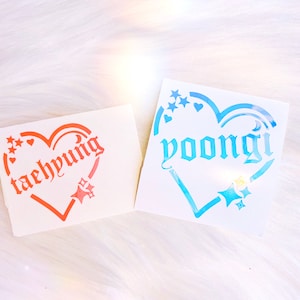 Adesivo holográfico de vinil com crachá de membro do BTS | Decalques holográficos Army Bomb Lightstick - Decalques para laptop Kpop | Caneca