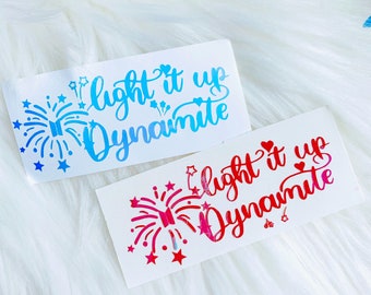Holographic "Light it up - Dynamite" Decal | BTS Holographic Vinyl Decal | Calligraphy Kpop Laptop Decal |  Bangtan Boys Handletter Name