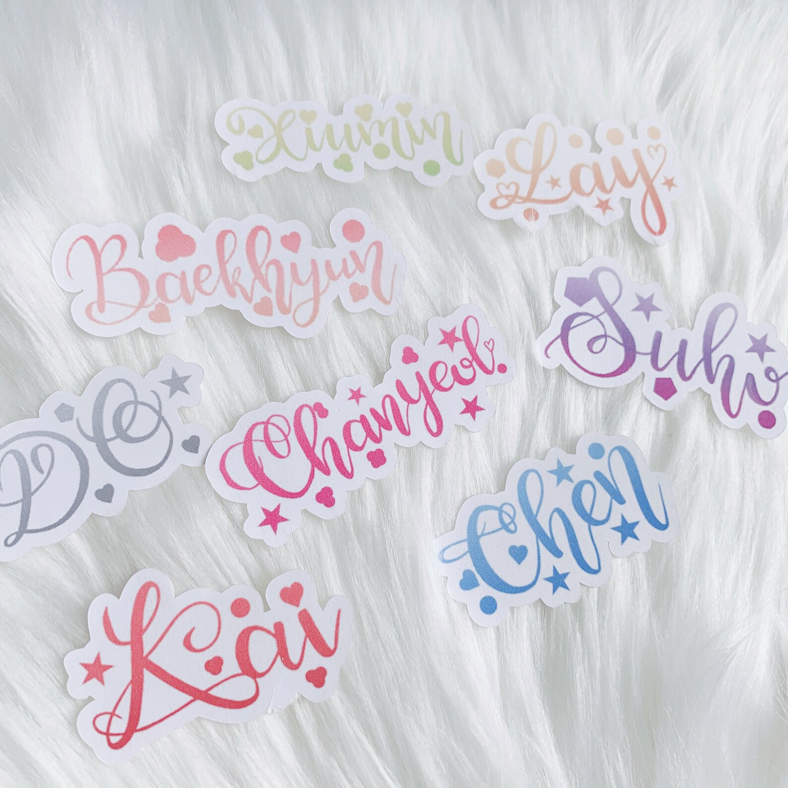 Exo Stickers- Calligraphy Names- Handlettering- Kawaii Name Tags- Kpop ...