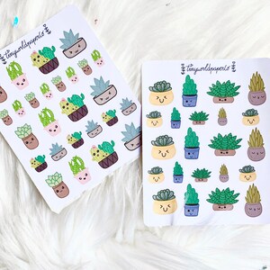 Kaktus Kawaii Sticker für Journal - Süßer Sukkulent Sticker für Bullet Journal - Kpop Journal - niedliche Emoticon Sticker - Natur Sticker