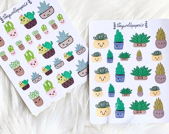 Cactus Kawaii Sticker for Journal - Cute Succulent Sticker for Bullet Journal - Kpop Journal - cute emoticon sticker- nature sticker