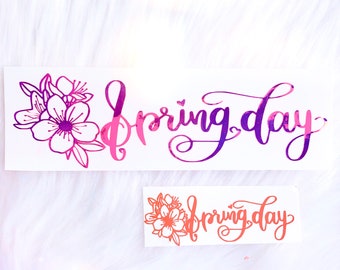 BTS "Spring Day" Holographic Vinyl Decal- Handlettered Kpop Laptop Decal | Mug Calligraphy names Holographic - Kpop -Love Yourself