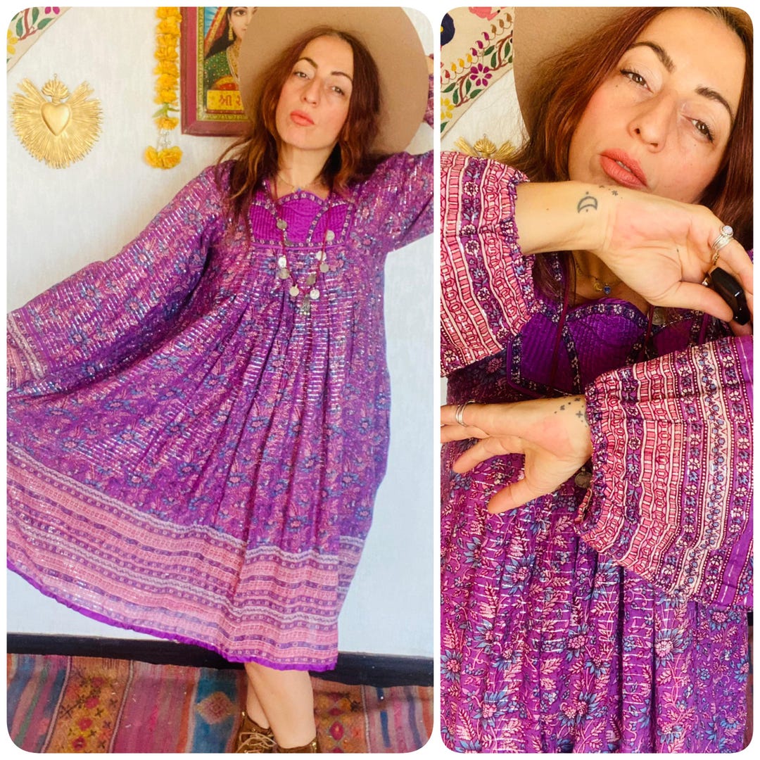Periwinkle Vintage Indian Gauze Dress main image 0