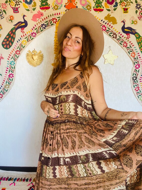 Indian Boutique Embroidered Paisley Bohemian Gypsy Long Caftan Dress
