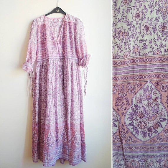 floral Indian light cotton dress // hand block pr