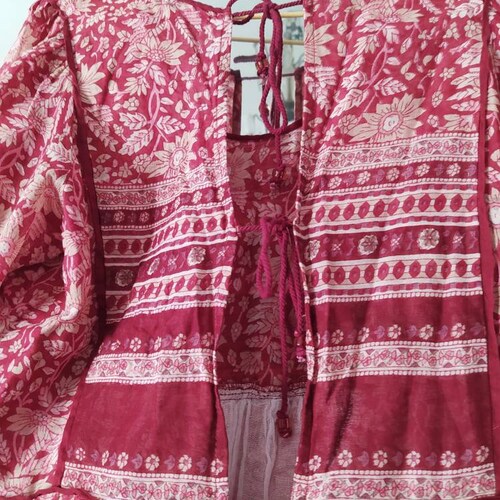 Indian gauze dress // vintage Dress shops hand block printed/robe indienne vintage
