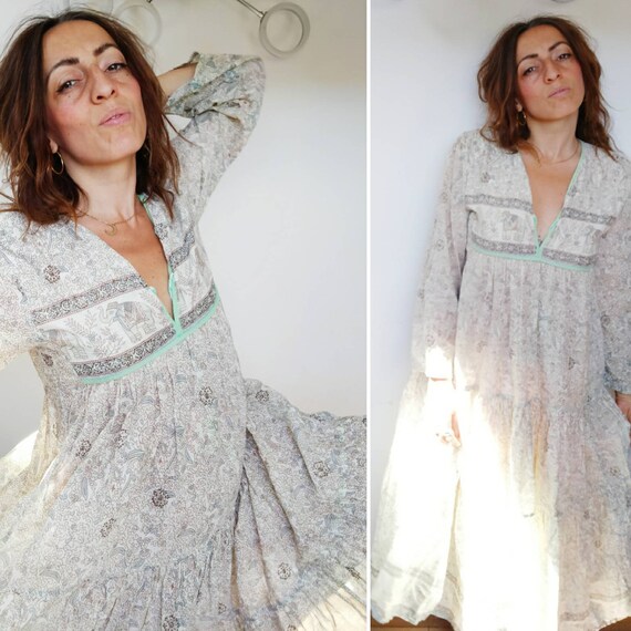 Vintage Indian cotton Dress Gypsy Bohemian Cotton