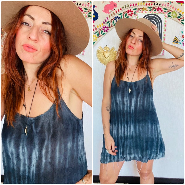 vintage  tie & dye cotton  dress  / goa  hippie mood