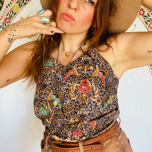 BATIK boho hand block printed cotton tank top