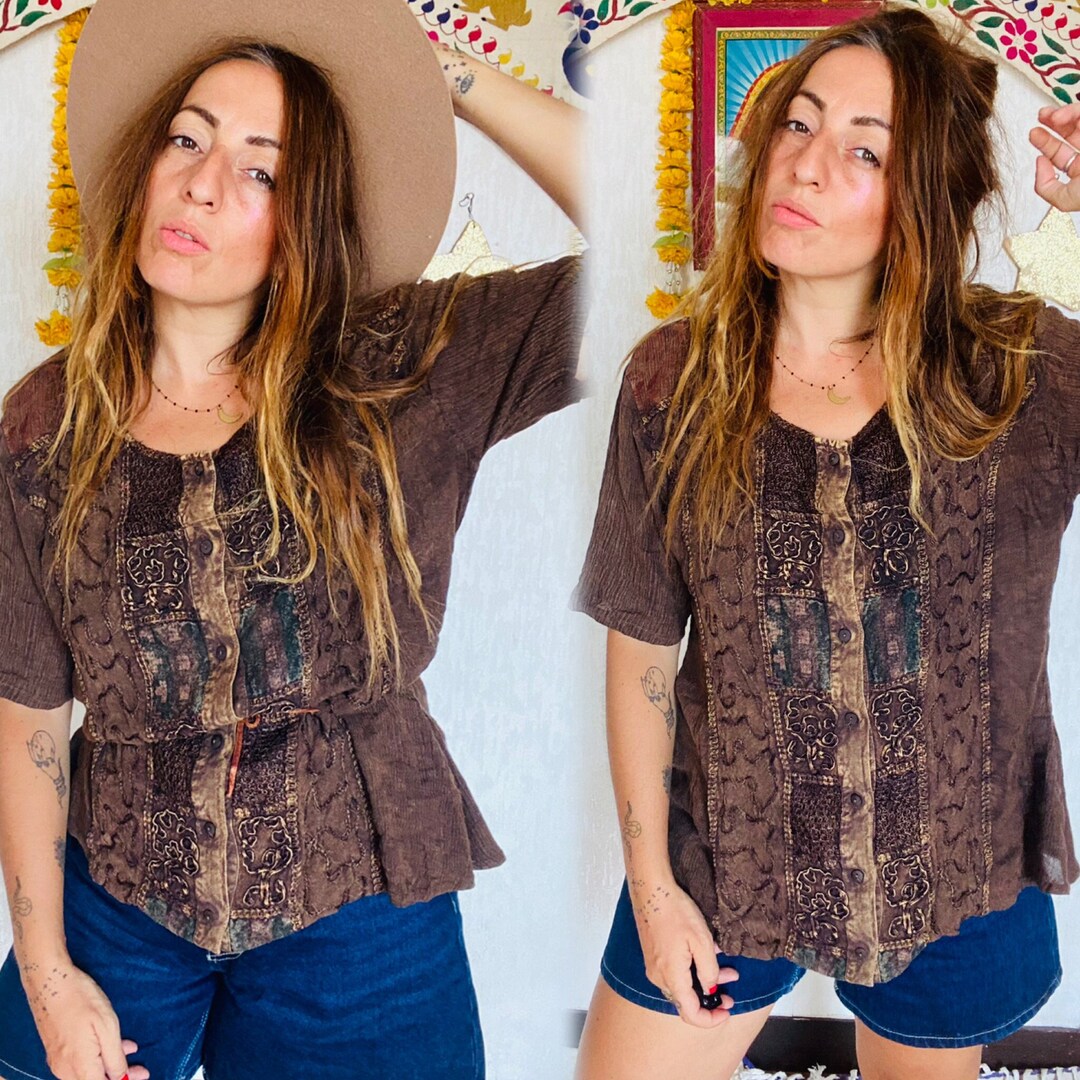 Haut Femme Bohème Hippie Namaste – Blanc – Manches Longues – Neuf Avec étiquettes