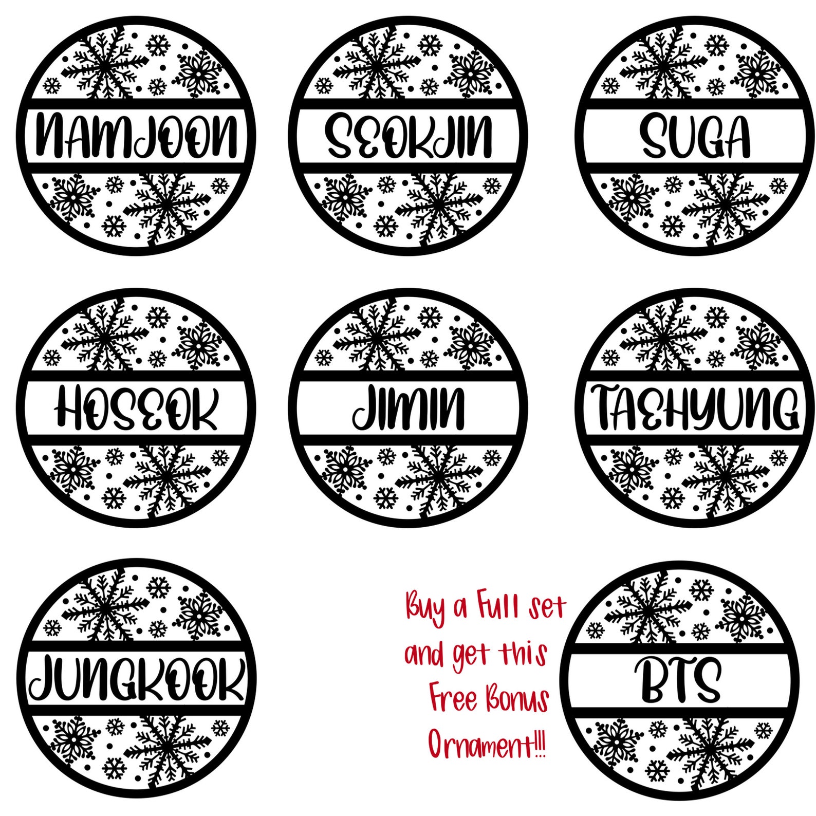 BTS Christmas Ornament BTS Gift BTS Christmas Kpop Etsy