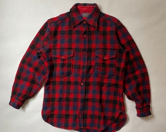 Camisa con botones de lana a cuadros Pendleton de tamaño mediano, década de 1970