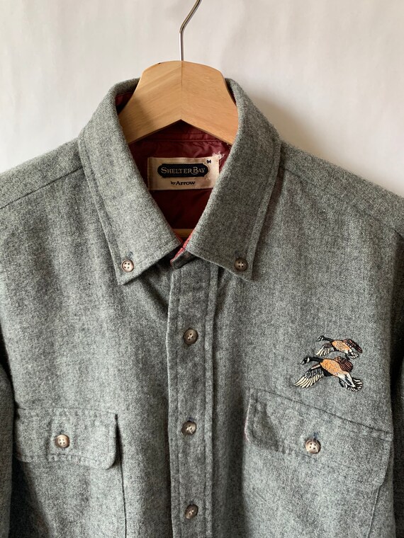 Arrow Wool Button Down Shirt Size Medium - image 2