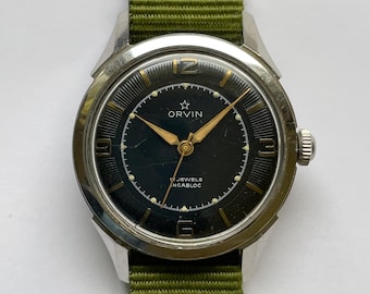 1960's Orvin Stainless Steel 17 Jewel Manual Wind 32.5mm Swiss