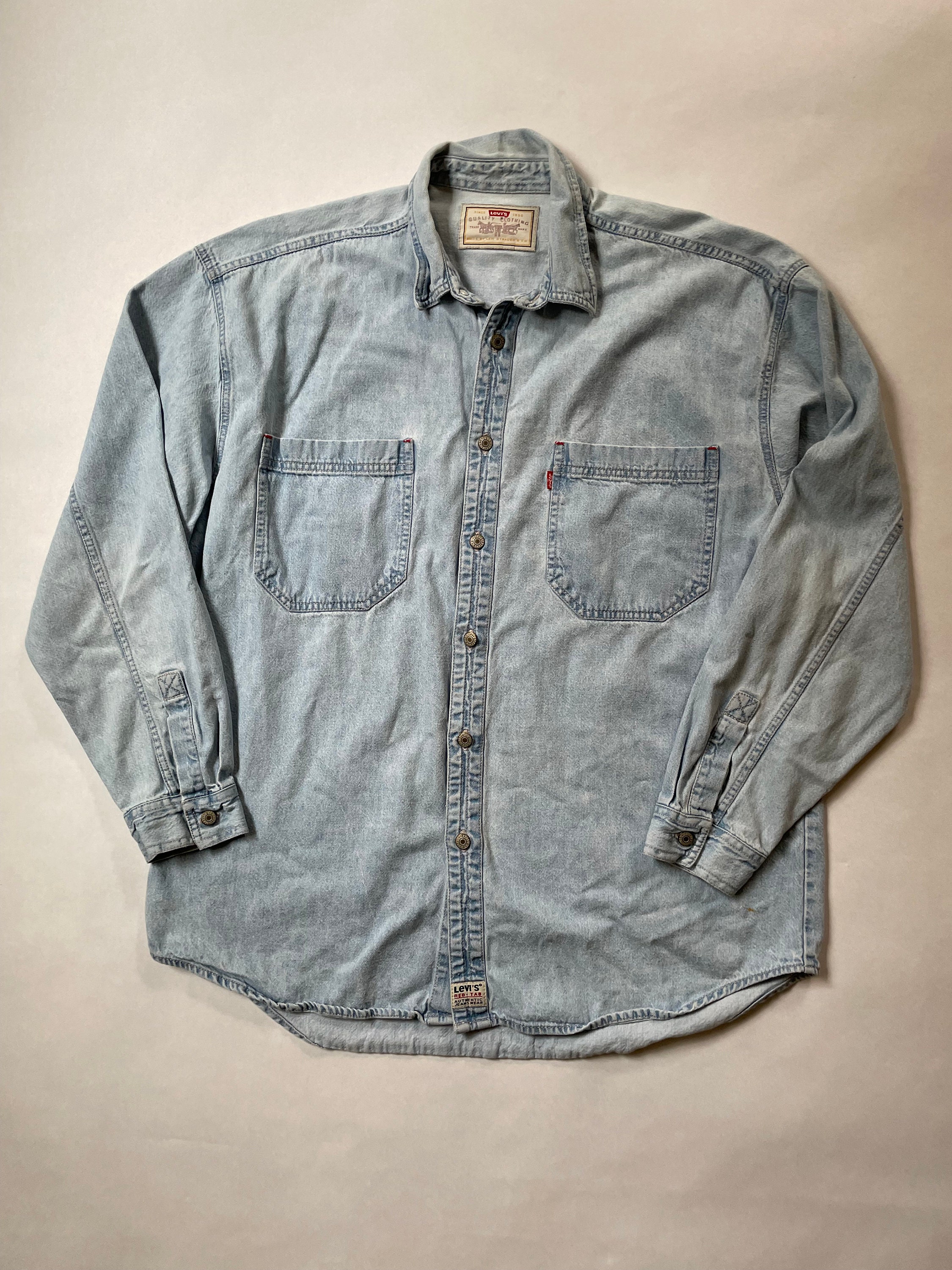 1990s Levis Light Wash Button up Denim Shirt Size Large - Etsy
