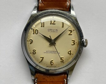 1960's Orvin Stainless Steel 17 Jewel Manual Wind 32.5mm Swiss