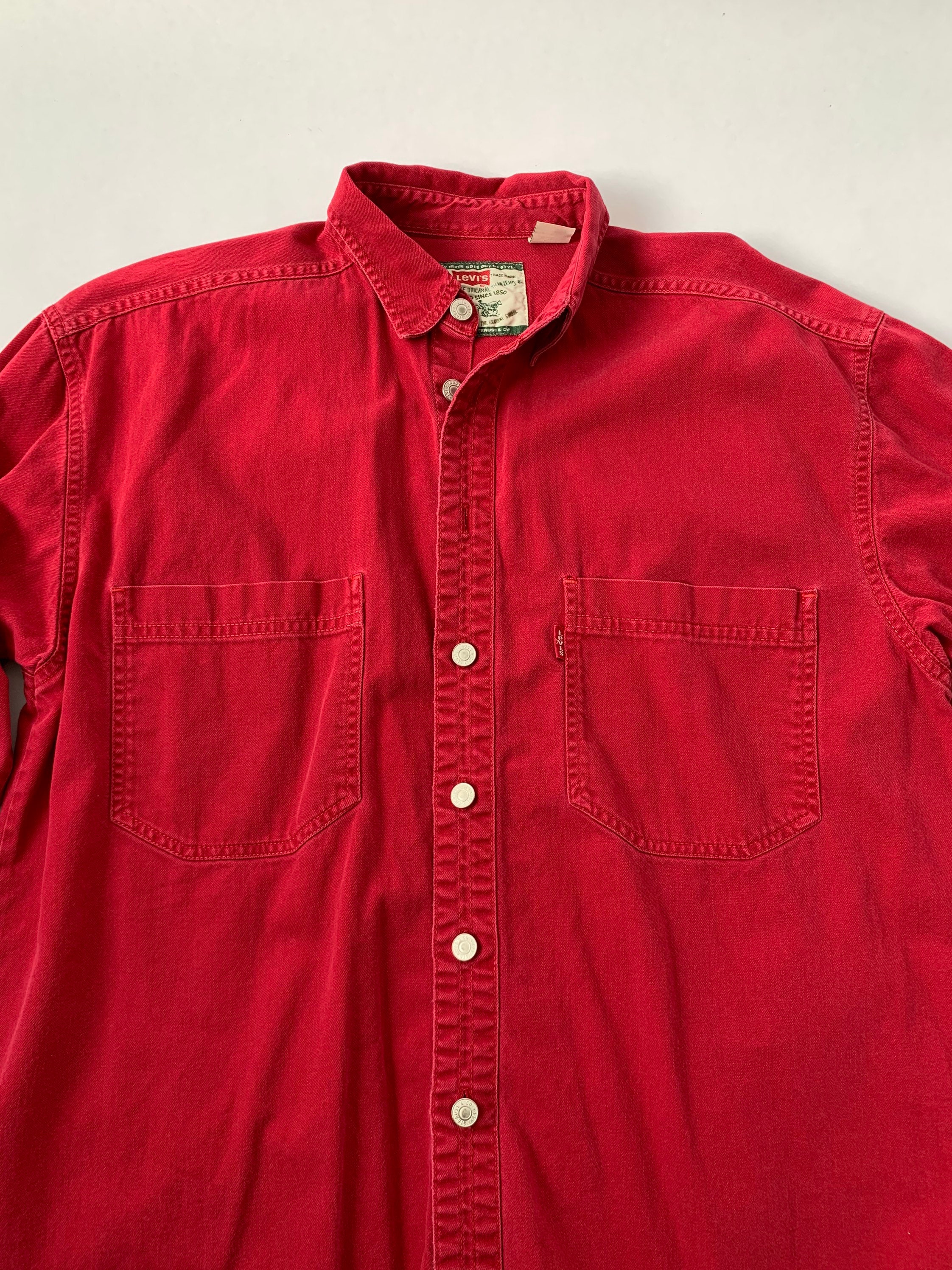 Levis Red Denim Button Down Shirt Size Medium | Etsy