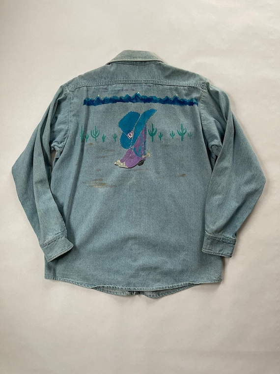 Vintage Oshkosh B’Gosh Light Denim Hand Painted B… - image 2