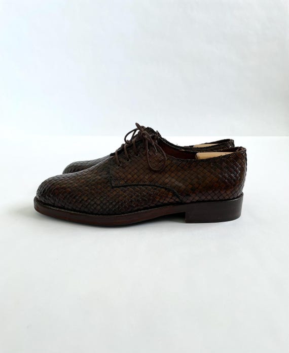 Swiss Dress Shoe with Leather Weave 10 The Lucia Shoe in Brown Woven - Leather Shoes | TAFT main image 2