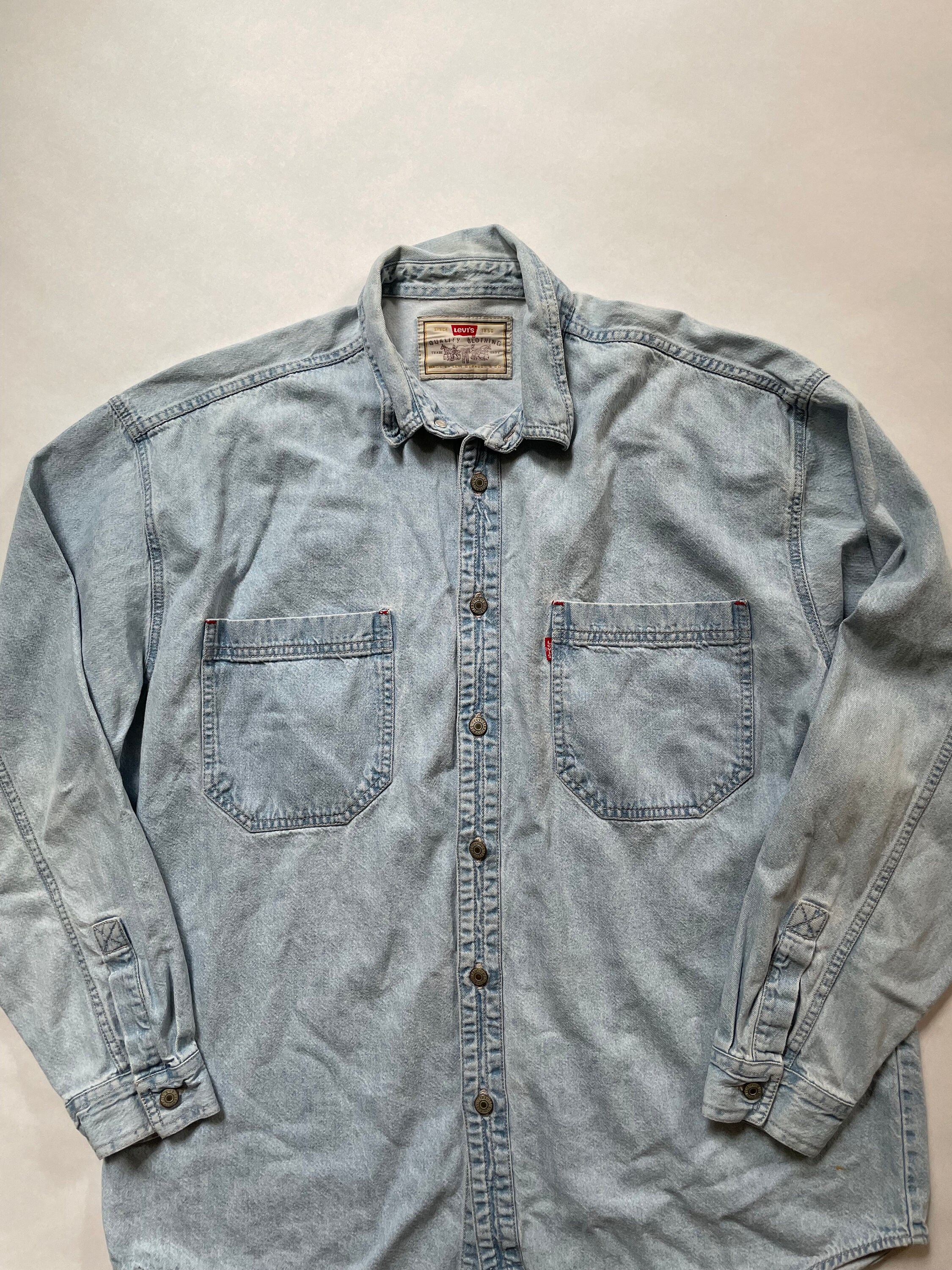 1990s Levis Light Wash Button up Denim Shirt Size Large - Etsy