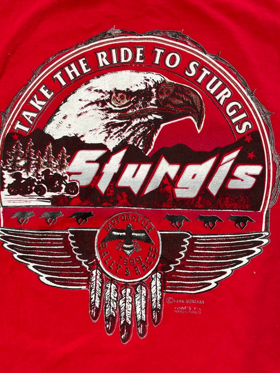 1999 Sturgis Motorcycle Tee Red Size Medium - image 4