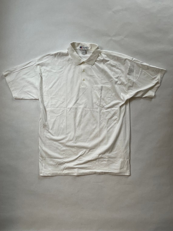 1990’s XL Russell Athletic White Polo Pocket Shirt