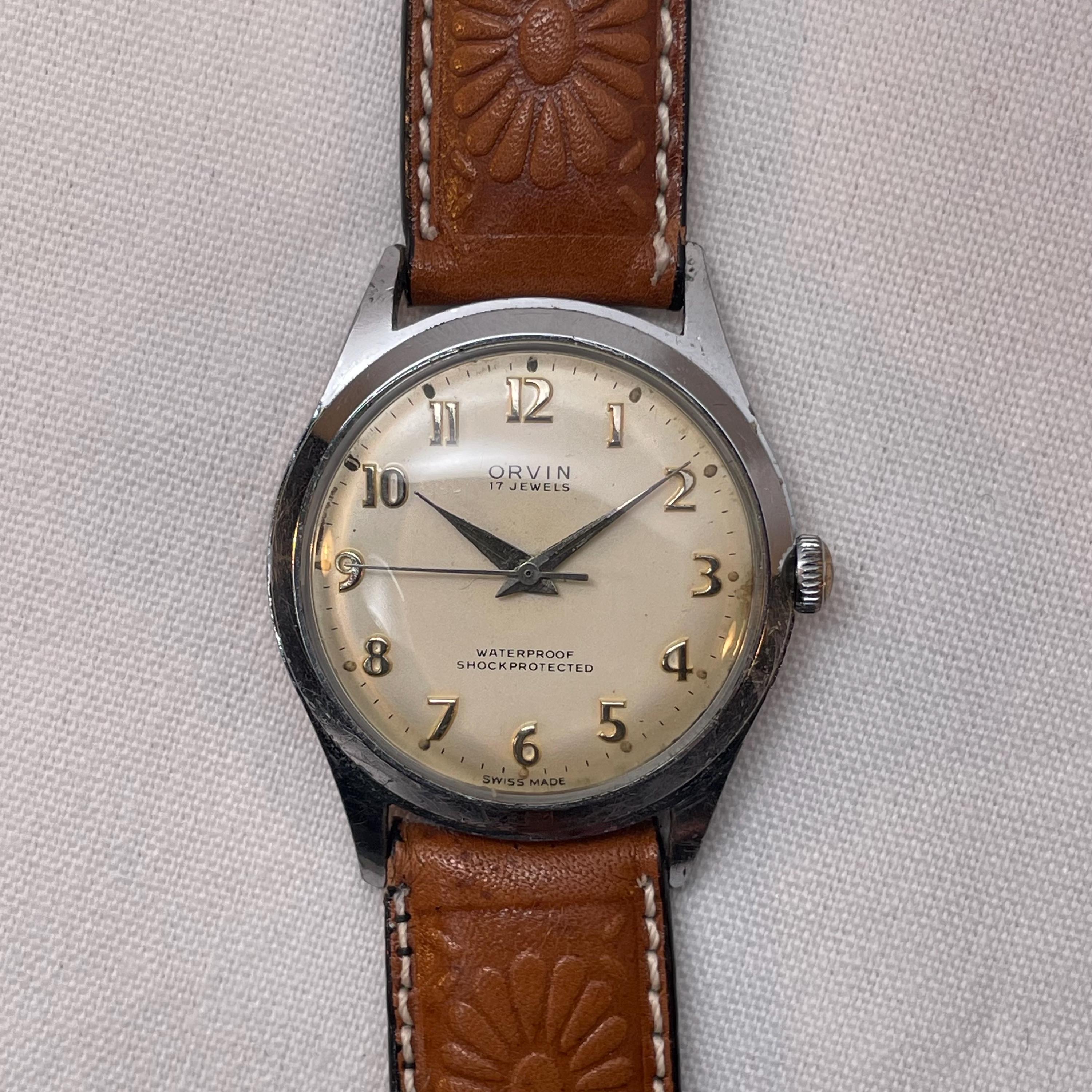 ウメ 1960's Orvin Stainless Steel 17 Jewel Manual Wind 32.5mm Swiss