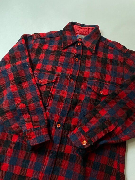 1970’s Medium Pendleton Wool Plaid Button Down Sh… - image 4