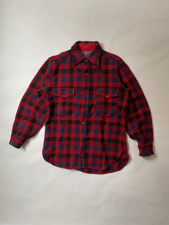 1970’s Medium Pendleton Wool Plaid Button Down Sh… - image 1