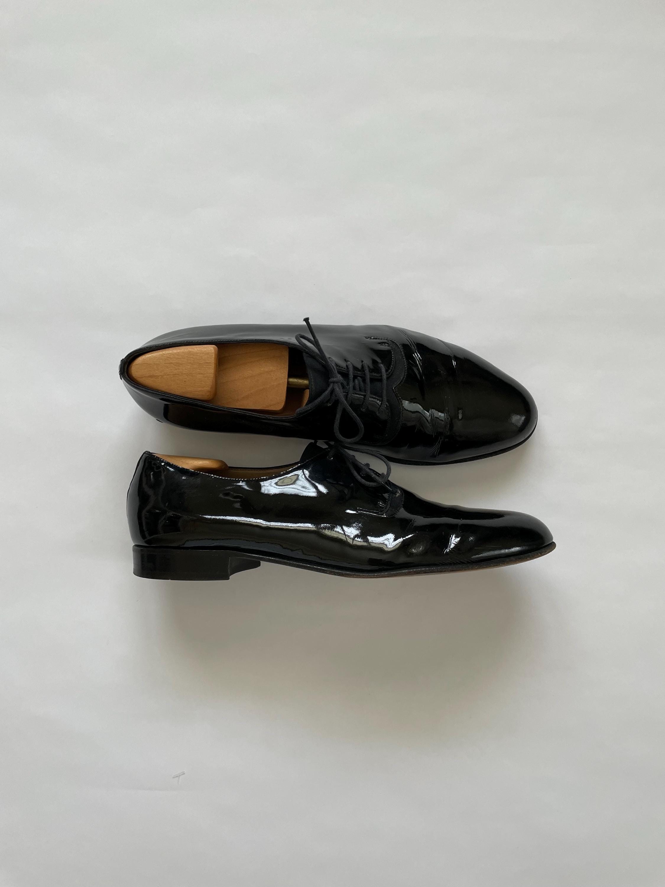 Vintage Bally Black Leather Tuxedo Dress Shoes Men display picture 1