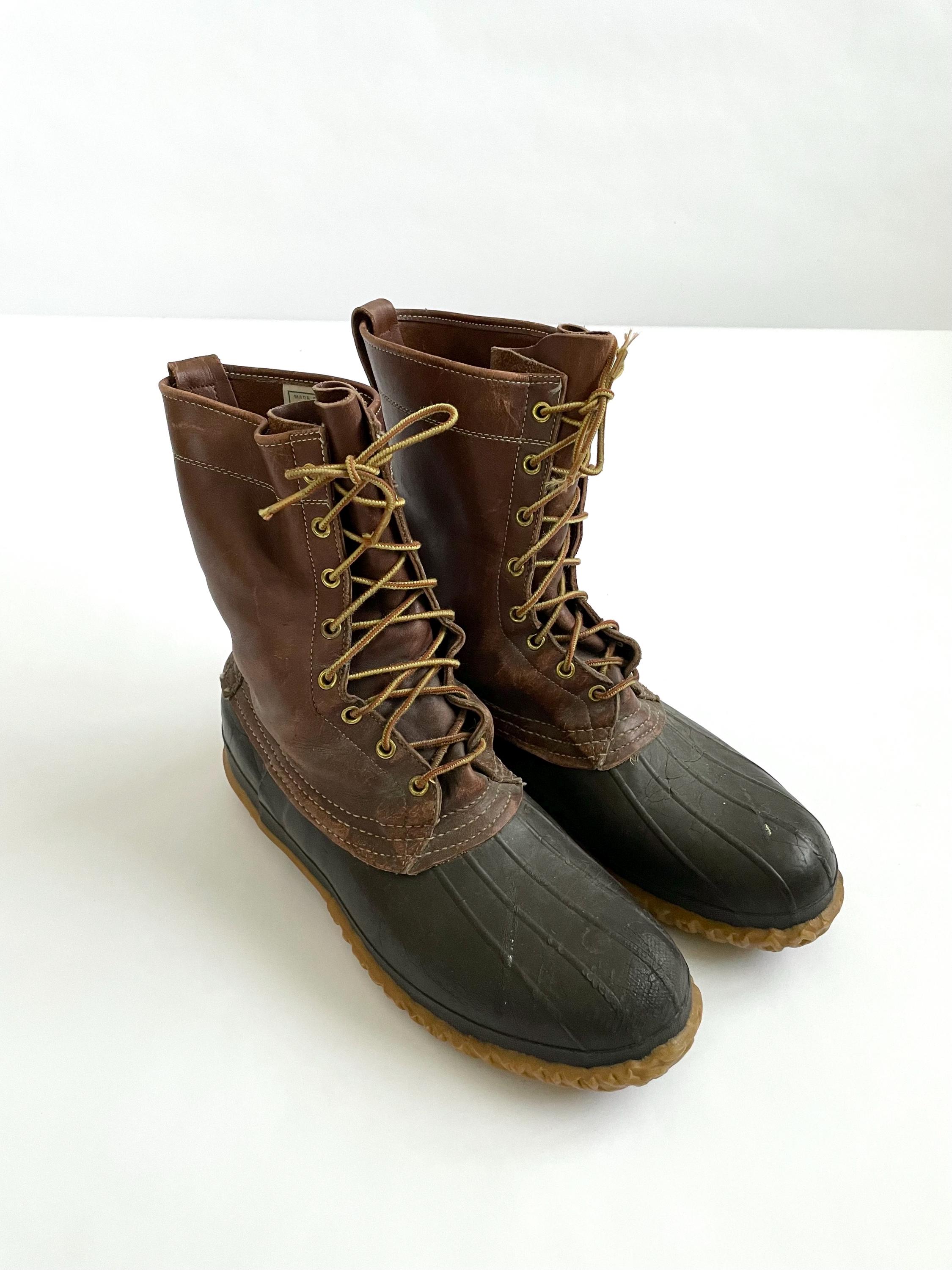 Vintage LL Bean Leather Bean Boots Made in Maine Size 11 - Etsy