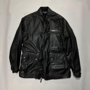 Chaqueta de motociclista grande de algodón encerado negro Polo Sport Ralph Lauren