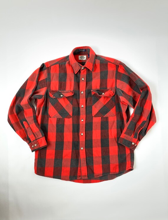 Fieldmaster Plaid Flannel Button Down Shirt Size L