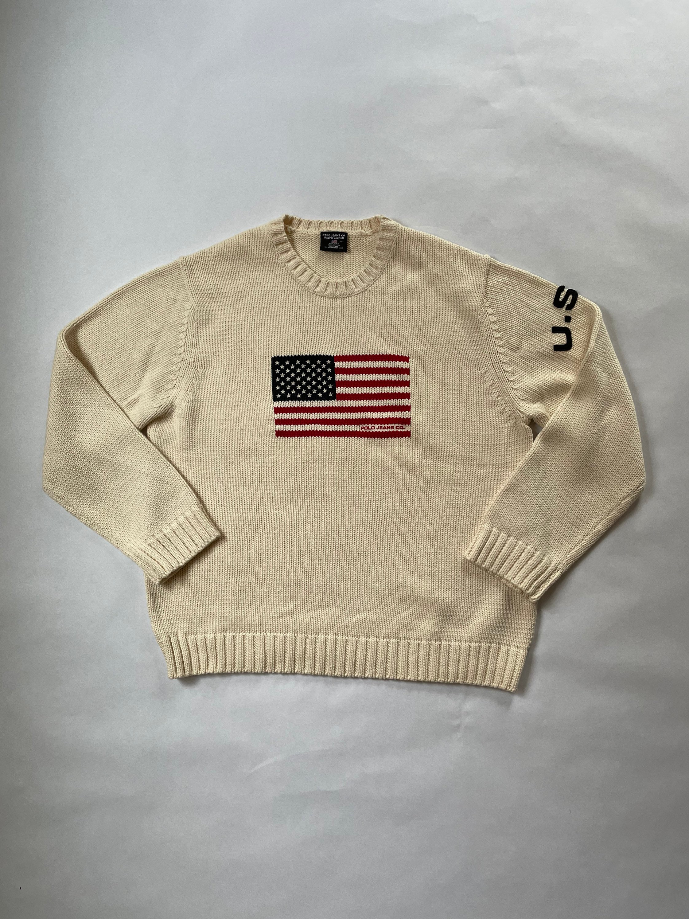 missil bar naturpark Polo Jeans Co Ralph Lauren American Flag Sweater Size XXL - Etsy