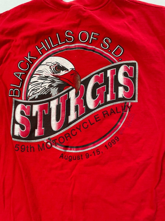 1999 Sturgis Motorcycle Tee Red Size Medium - image 7