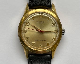 Working Vintage Austin Swiss Watch Mens Silver 33MM 