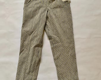 Vintage Hip Huggers Carnaby Street Extra Low Rise Cotton Pin Stripe Cigarette Pants Women’s Waist Size 27 New With Tags