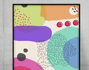 Colorful Abstract Wall Art, Digital Art Print, Printable Wall Art, Abstract Art Print