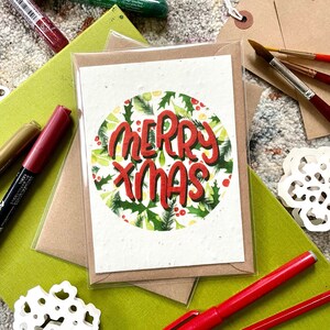 Biglietto di Natale piantabile - Regalo auguri di semi A6 - Eco Friendly Floral Design - Wildflower, Xmas Crimbo Happy Holidays Floral Bauble