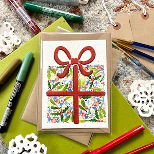 Carte de Noël plantable - Cadeau de vœux de graines A6 - Design floral écologique - Fleur sauvage, Crimbo de Noël Joyeuses Fêtes Cadeau floral